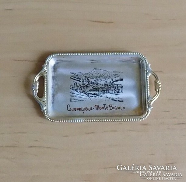 Italy courmayeur - monte bianco souvenir small metal tray 6*10.5 cm (2/p)