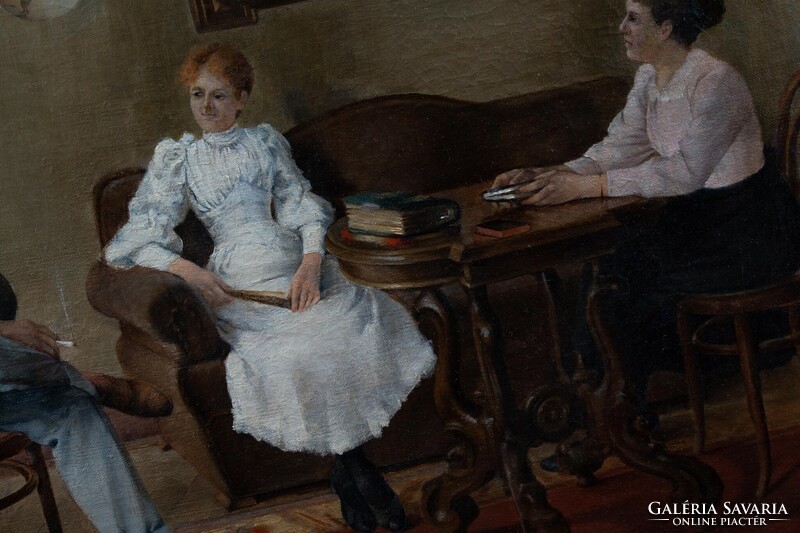 Attributed to Geza Udvary (1872-1932): family afternoon