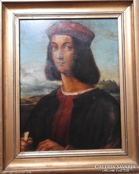 Raffaello Santi után Ifjú férfi képmása Jenei Viktor alkotása képcsarnokos festmény