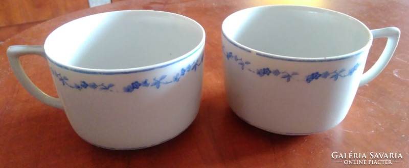 Pair of antique marked Zsolnay tea and coffee cups, with a very rare blue forget-me-not flower pattern