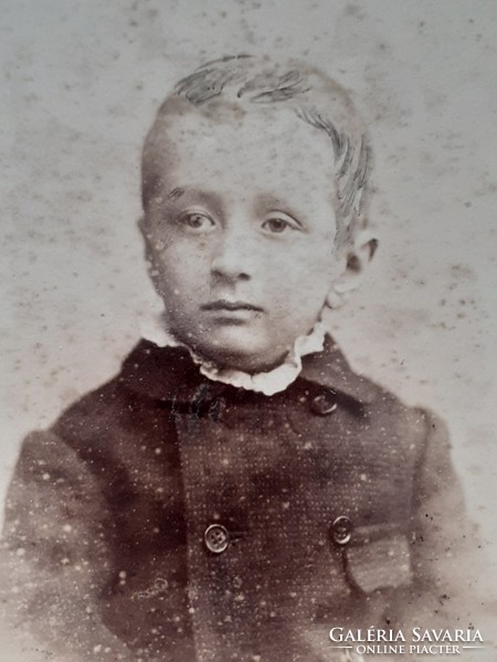 Antique children's photo today's elf and his companion photographer Budapest studio photo little boy