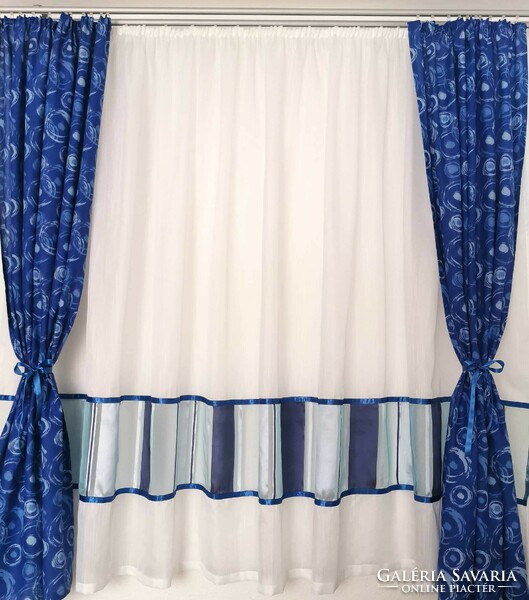 Kék csíkos függöny sötétítővel együtt Eladó