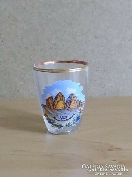 Italy misurina souvenir small glass cup with golden rim 5 cm (2/p)