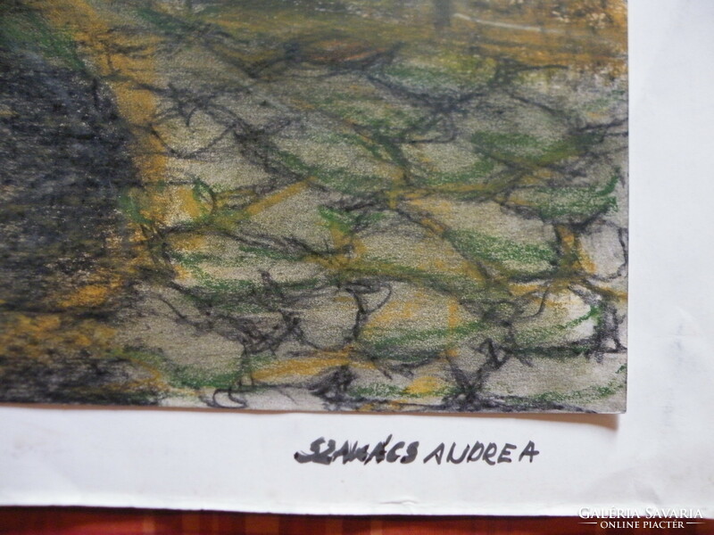 Artistic work of Andrea Szakács (pastel) without frame - street view, signed!