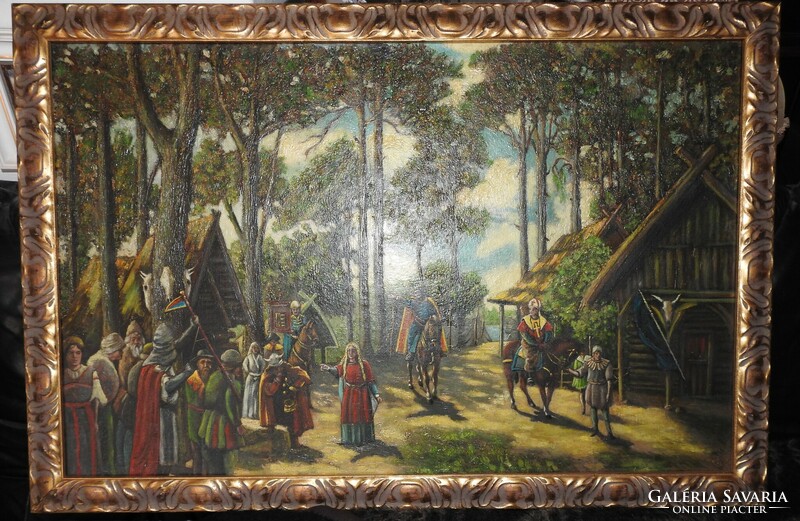 Antik flamand festmény - olaj / vászon - barokkos aranyozott keretben