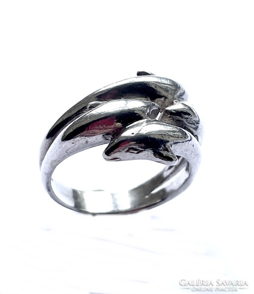 Ezüst delfines gyűrű 54M