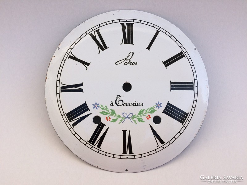 Old clock enamel enameled dial 26cm vintage decoration