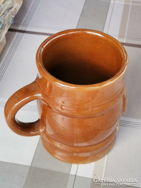 Retro Ceramic Brown Pitcher, Old Drinking Glass, Ceramic Mug, Brown Handle Drinking Mug For Men