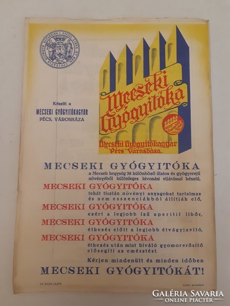 Vintage Pécs advertising brochure Pécs pilch dressing 1938 dr. Sík lojos klöz Budapest