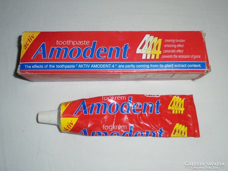 Retro Amodent fogkrém fém tubus, papír doboz - CAOLA gyártó - 1980-as évekből