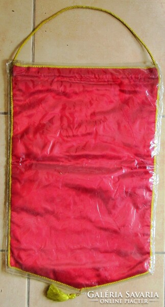 Szoreal small silk flag, in original protective foil, 32 cm wide, 49 cm long.