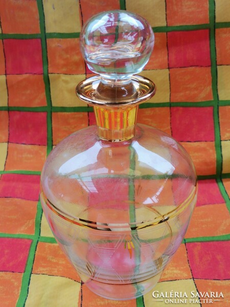 Retro italos üveg dugóval,asztali kínáló üveg kiöntő, régi italos palack, Vintage ajándék férfiaknak