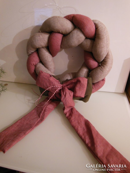 Christmas - new - diameter 40 cm - wreath - bow 50 cm - braid diameter 6 cm - handmade - cotton - German
