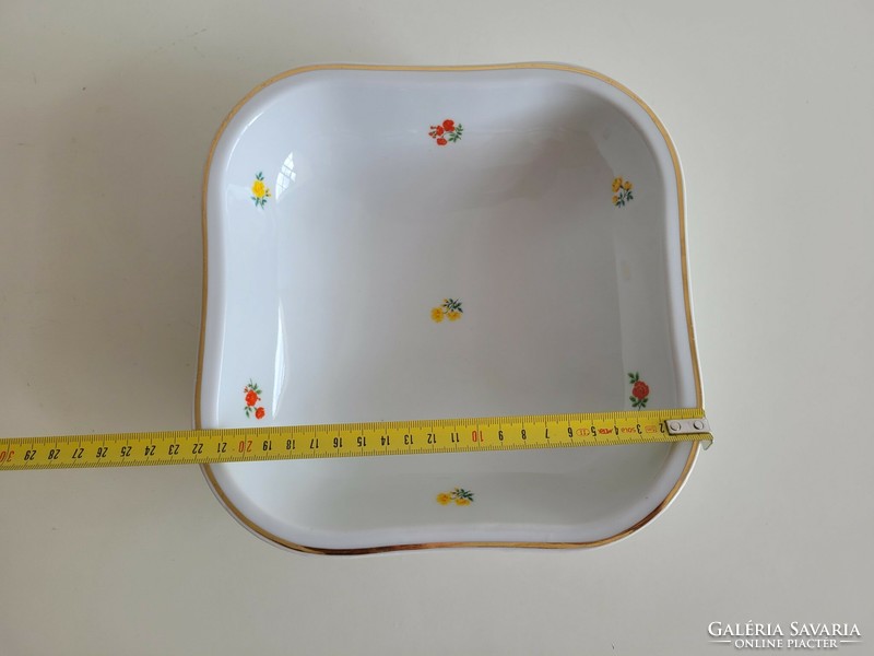 3 db régi Zsolnay nagy porcelán tál virágmintás ovális és szögletes kínáló