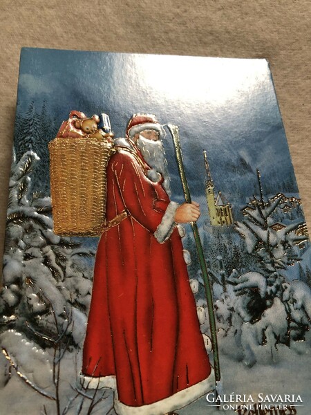 Dombornyomott, aranyozott Karácsonyi képeslap