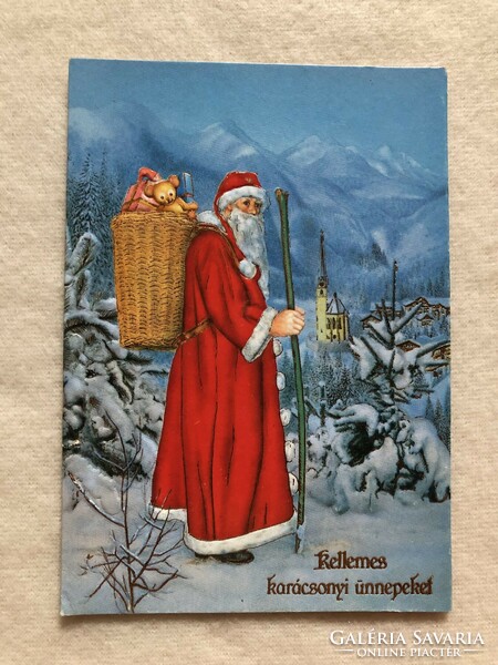 Dombornyomott, aranyozott Karácsonyi képeslap