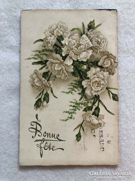 Antik, régi virágos litho képeslap