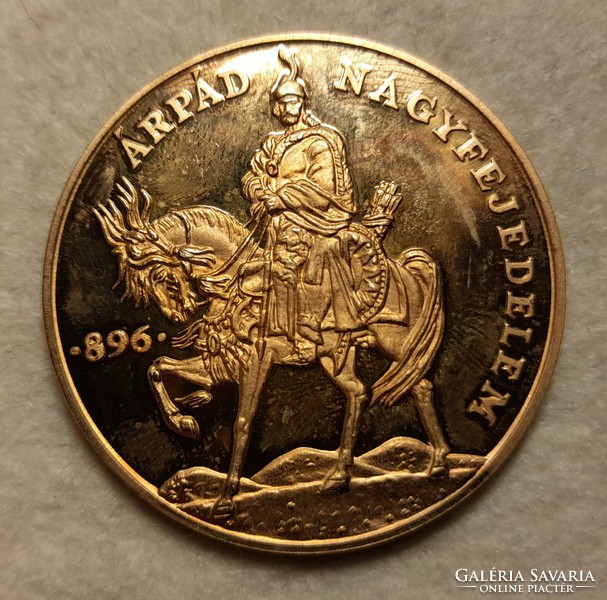 Grand Duke Árpád 896 commemorative medal gilded bronze. PP (42mm) mail is available !!!