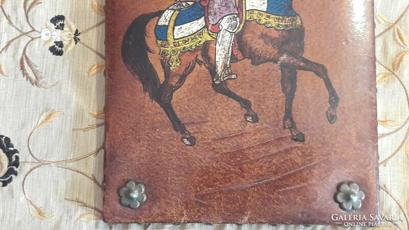 Középkori lovagos bőr kép (M3000)