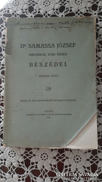 Cardinal József Dr. Samassa, Archbishop of Eger's speeches i and ii. Volume from 1912, Eger book printing house