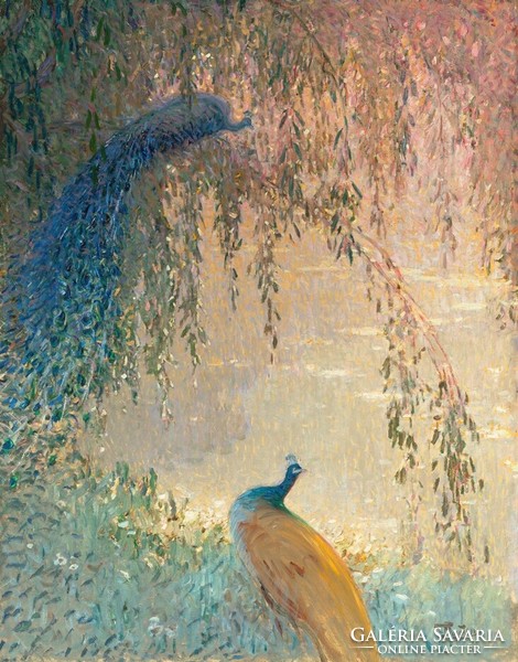 Montezin - peacocks - canvas reprint