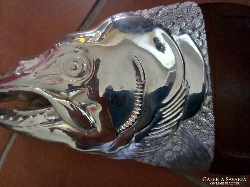 90 x 23 cm Fritz Nagel stílusú hal alakú disztál tál króm art deco
