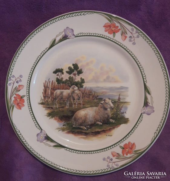 Bárányos porcelán tányér, nagy tál (L2978)
