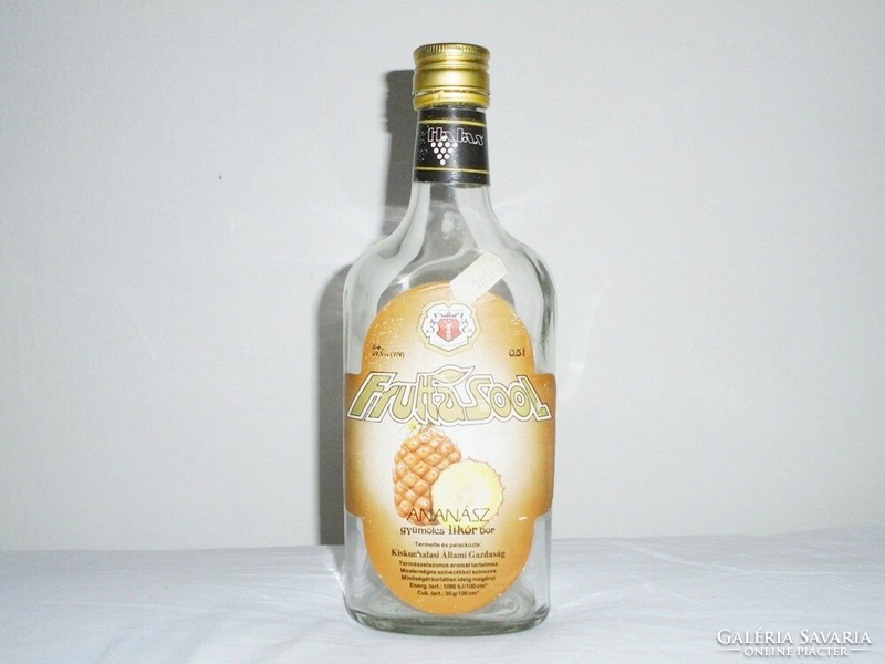 Retro Fruttasol ananász gyümölcs likőr bor üveg palack - Kiskunhalasi Állami Gazdaság - 1980-as évek