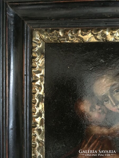 Xviii.Sz.I. Mary with the little Jesus oil metal plate!!!