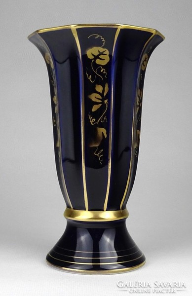 1K484 Régi kobaltkék Jlmenau porcelán váza 16 cm