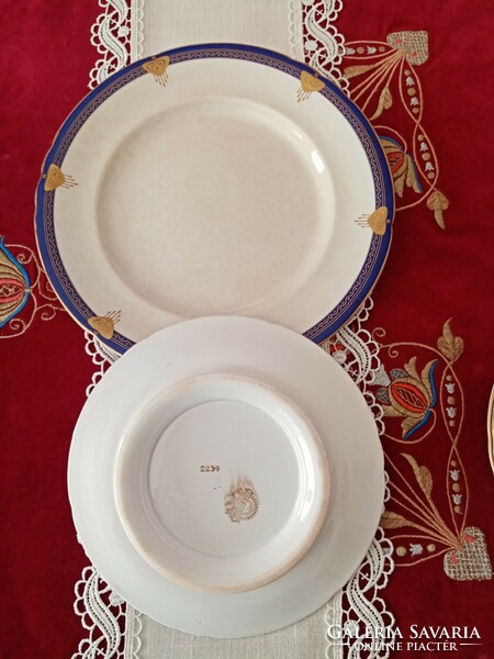 8 pcs marked, numbered, antique villeroy and boch dresden earthenware ceramic blue-white-gold