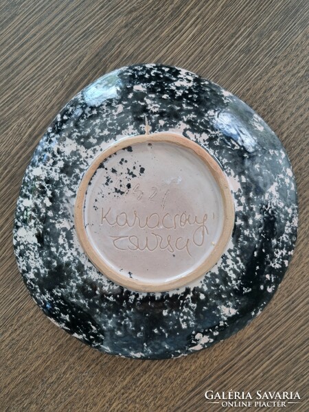 Christmas Zsuzsa rare ceramic bowl/wall decoration with special plastic decoration