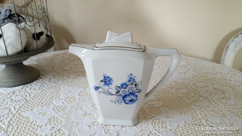 Art deco p.F.France blue floral porcelain teapot, jug