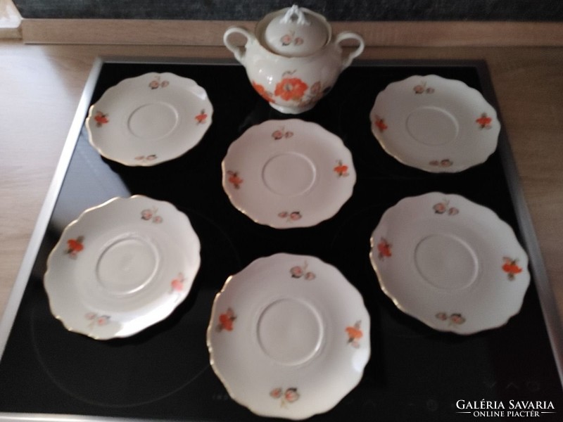 Drasche Budapest porcelain small plates, teacups and pourers are also antique antiques
