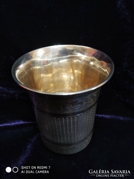 Antik ezüst (800) német keresztelő pohár (1870-80)