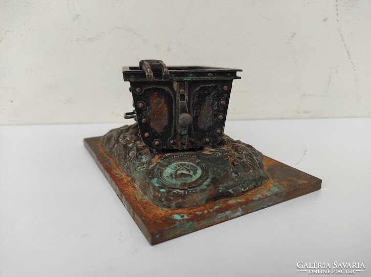 Antique miner's statue bronze pin on iron pedestal mine souvenir 593 5896