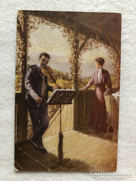 Antik romantikus képeslap - 1922