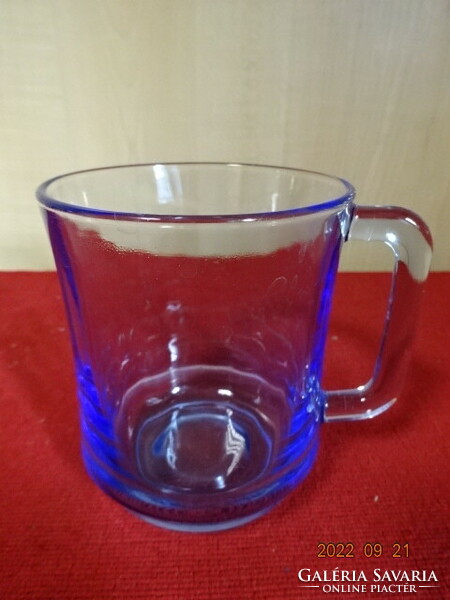Blue glass glass with a handle, 10 cm high. He has! Jokai.