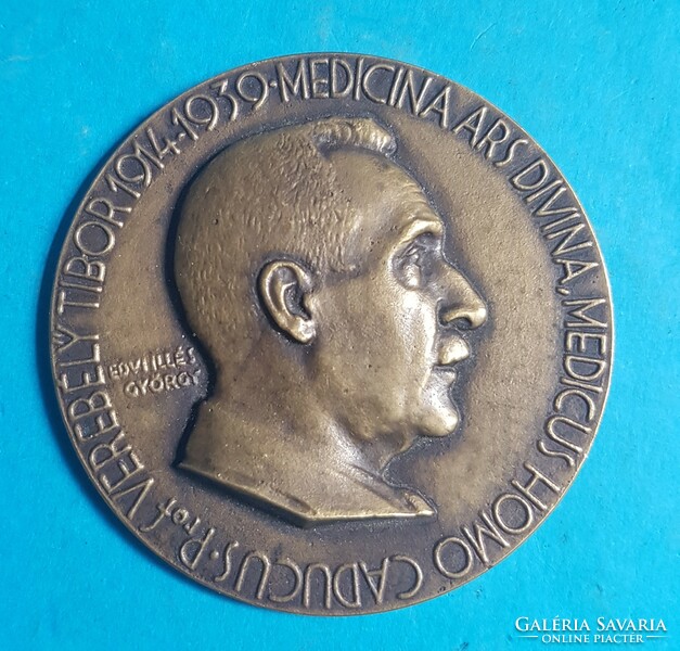 Edvi-Illés György bronz plakett prof. Verebély Tiborról