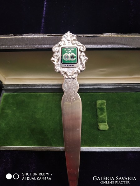 Ezüst (833) portugál levélbontó kés saját diszdobozában