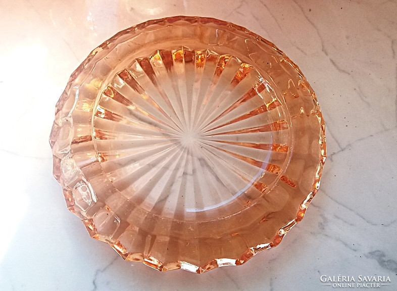 Old glass ashtray salmon-colored ashtray 2 pcs