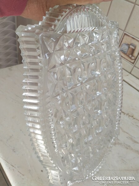 Beautiful, polished lead crystal tray, centerpiece for sale!