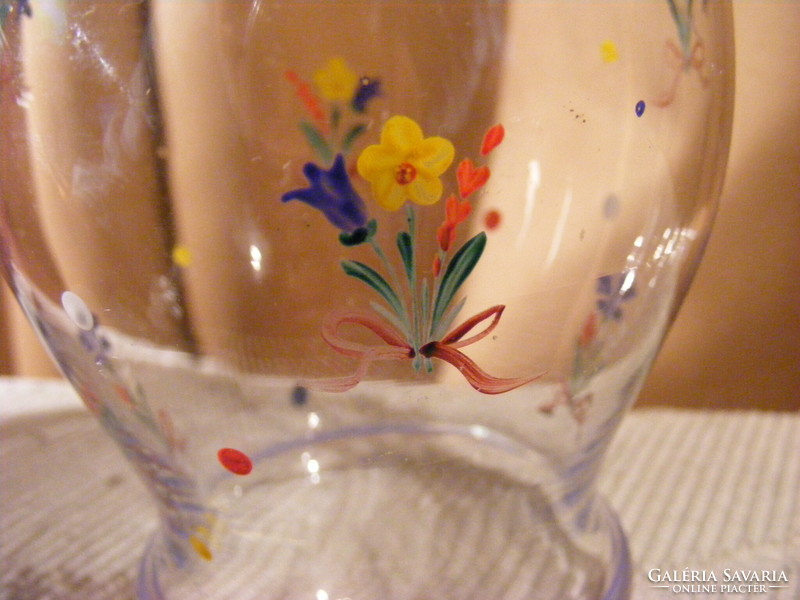 Régi festett virágos pohár