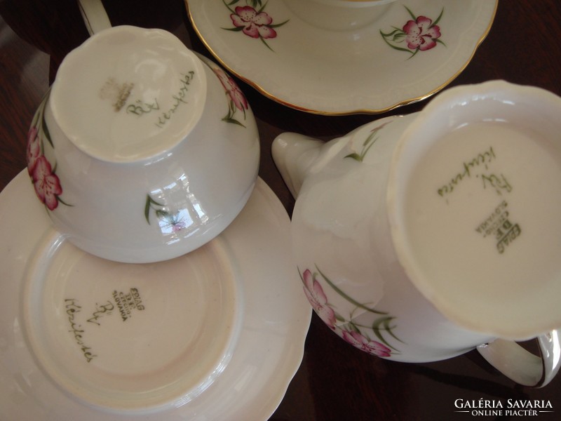 Old epiag porcelain floral coffee set cup pouring sugar bowl