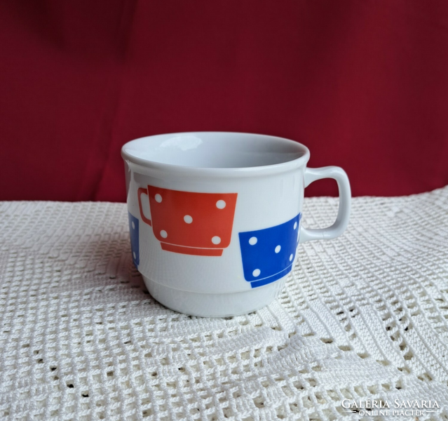 Retro cocoa Zsolnay polka dot, polka dot cup pattern mug, nostalgia collector's item