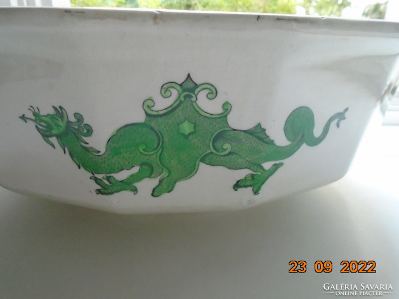 1818 George period Chinese dragon pattern 16 square mason's large wash basin