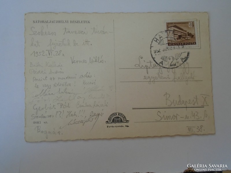 D190755    Régi képeslap  -Sátoraljaújhely aláírások  -PU1952