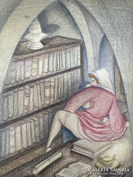 Anna Rank: Légyott a könyvárban (Villon illusztráció)             (F400)