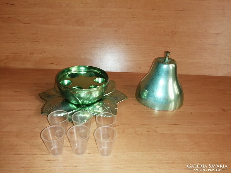 Retro körte formájú italos kínáló készlet zöld színű (b)