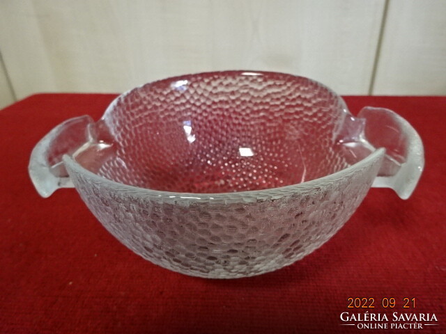 Glass bowl, two handles, diameter 12 cm. He has! Jokai.